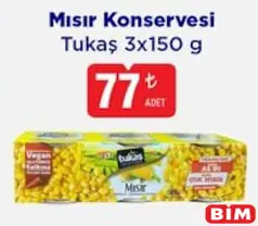 TUKAŞ MISIR KONSERVESİ 3X150 G fiyat ve kampanya bilgisi
